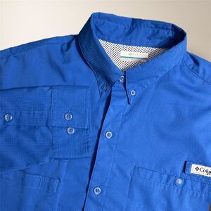 Columbia PFG Performance Fishing Gear Blue Long Sleeve Shirt Men's M Ourdoors